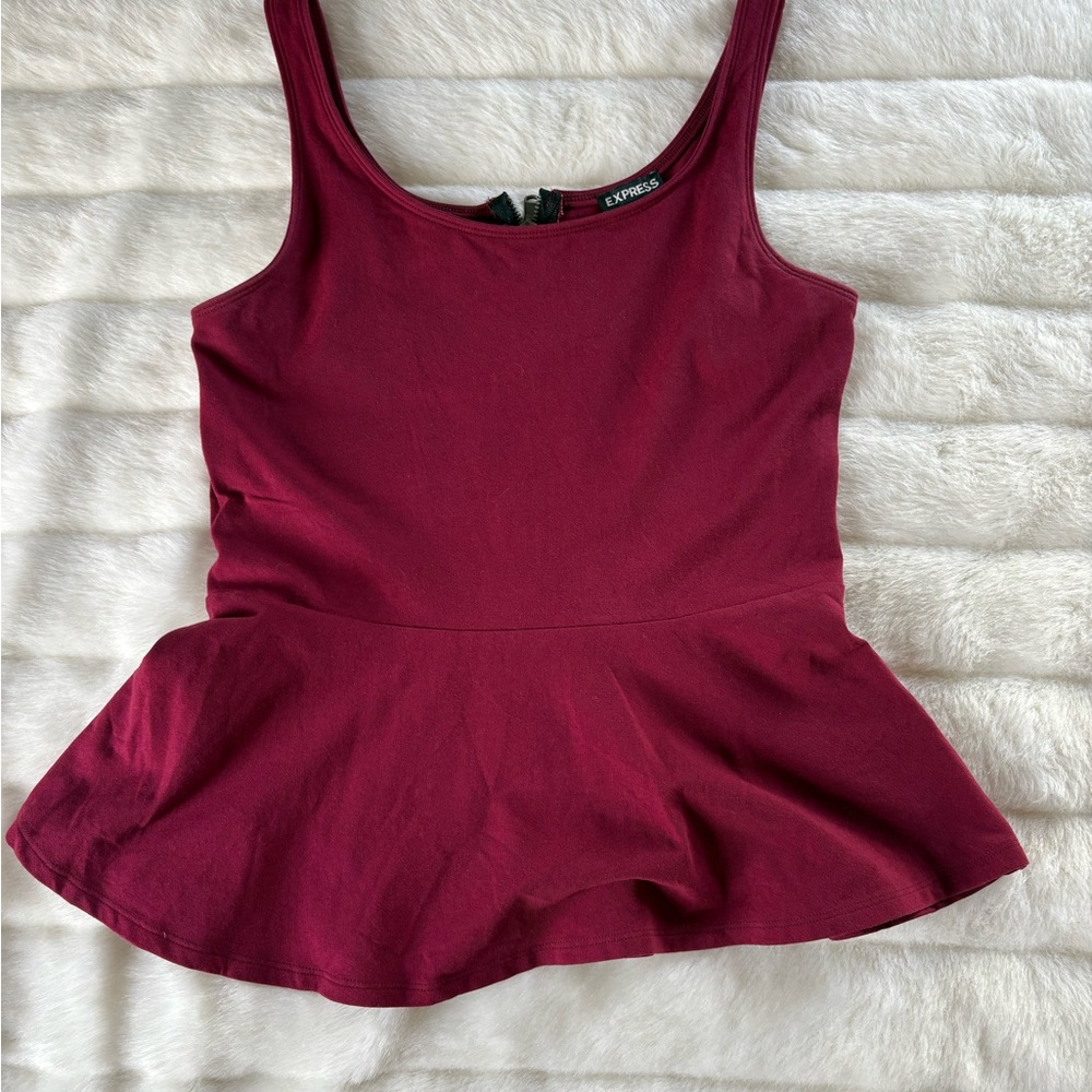 Express Red Peplum Tank Top with Wide Straps